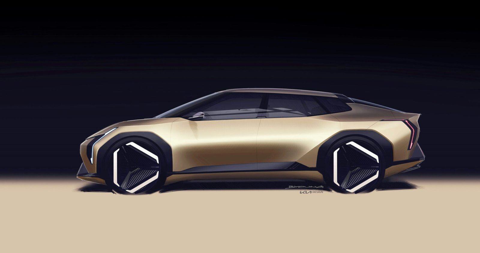 a concept car is shown in the dark